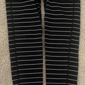 Athleta Black and Gray Striped Leggings, Size Small